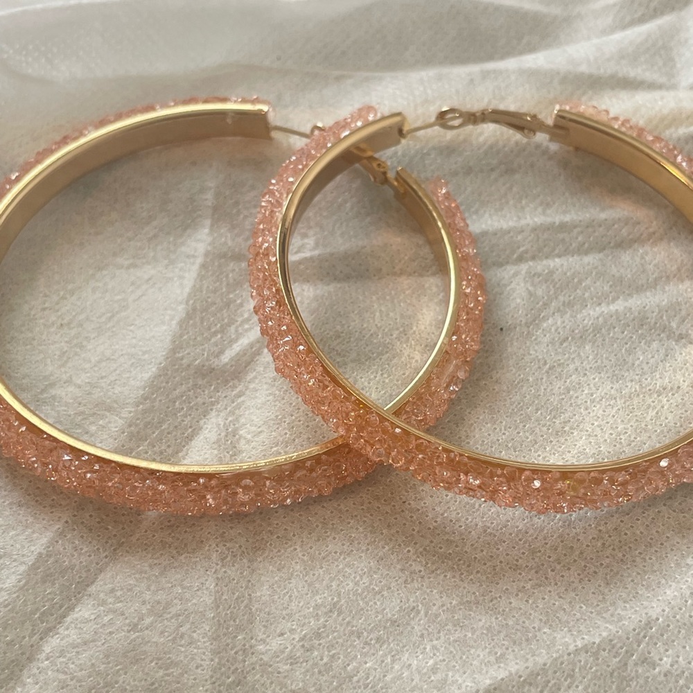 Sold  😢Candy Rock Colorful Crystal Large Hoop Earrings